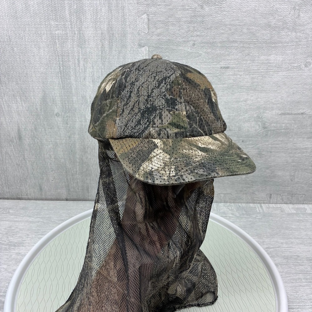 Vintage Outdoor Cap Camo Hat Cap Snapback Realtree Camouflage Mosquito Mask Net